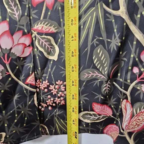 Tuckernuck Womens M Bamboo Black Floral Midi Shirt Dress Round Slits Hem Peasant - Picture 7 of 16